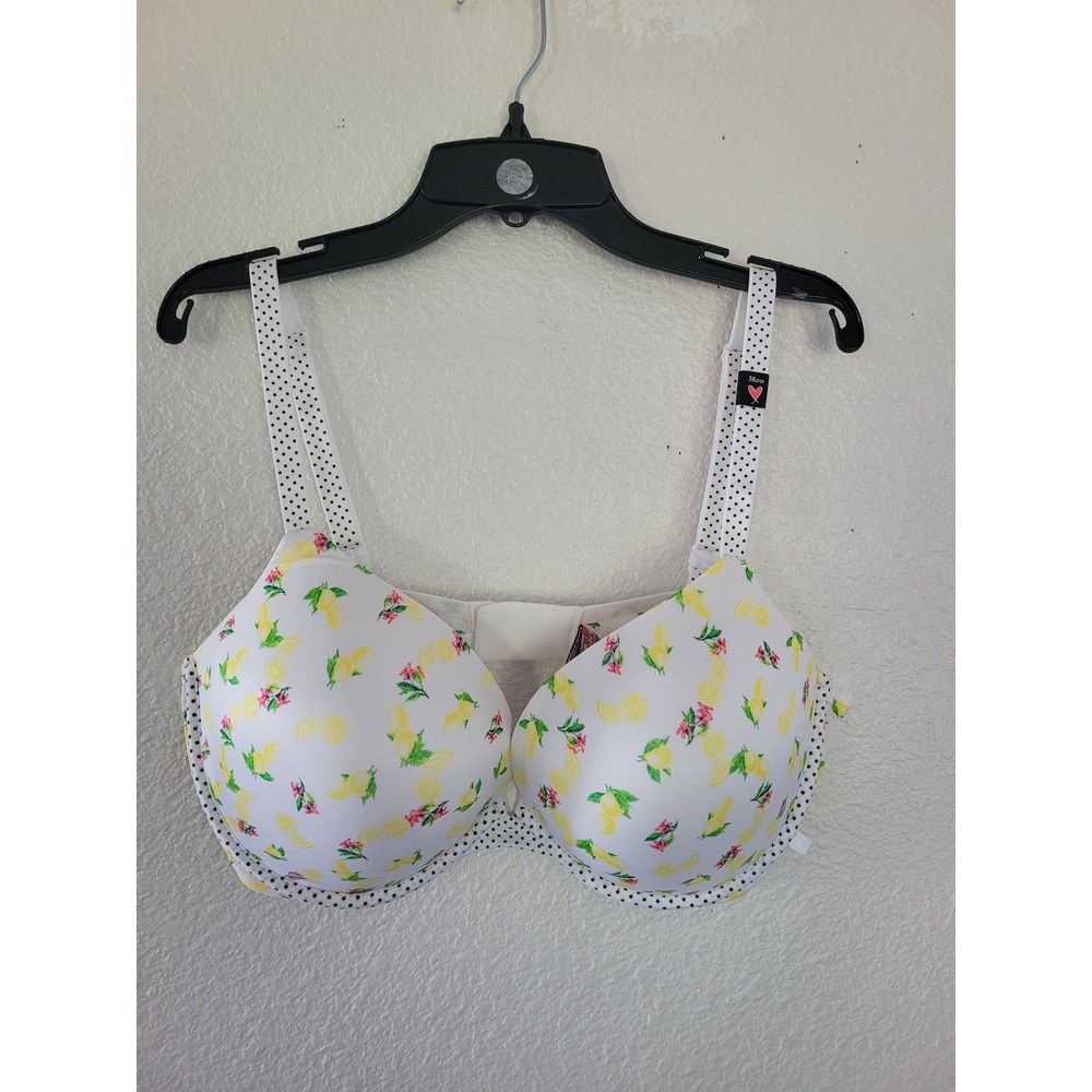 Victoria's Secret 38DD Lemon Floral Polka Dot Push-Up Bra White Underwire #12